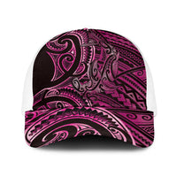 New Zealand Hammerhead Shark Baseball Net Cap Maori Haehae Mangopare Pink LT14 One Size White Pink - Polynesian Pride