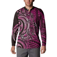 New Zealand Hammerhead Shark Button Sweatshirt Maori Haehae Mangopare Pink - Polynesian Pride