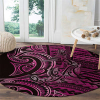 New Zealand Hammerhead Shark Round Carpet Maori Haehae Mangopare Pink - Polynesian Pride