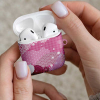 Pink Palaka Japanese Patterns AirPods Case Asanoha Seigaiha Sakura Motif - Polynesian Pride
