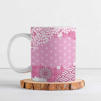 Pink Palaka Japanese Patterns Ceramic Mug Asanoha Seigaiha Sakura Motif - Polynesian Pride