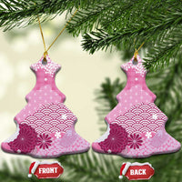 Pink Palaka Japanese Patterns Ceramic Ornament Asanoha Seigaiha Sakura Motif - Polynesian Pride