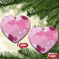 Pink Palaka Japanese Patterns Ceramic Ornament Asanoha Seigaiha Sakura Motif - Polynesian Pride