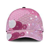 Pink Japanese Traditional Motifs Classic Cap Palaka With Asanoha Seigaiha Sakura LT14 Universal Fit Pink - Polynesian Pride