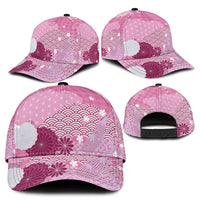 Pink Japanese Traditional Motifs Classic Cap Palaka With Asanoha Seigaiha Sakura LT14 - Polynesian Pride