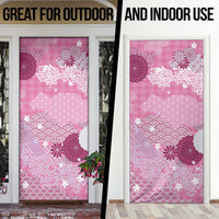 Pink Palaka Japanese Patterns Door Cover Asanoha Seigaiha Sakura Motif - Polynesian Pride