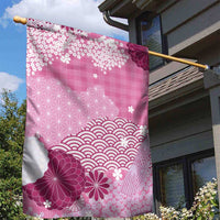 Pink Palaka Japanese Patterns Garden Flag Asanoha Seigaiha Sakura Motif - Polynesian Pride