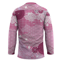 Pink Palaka Japanese Patterns Hockey Jersey Asanoha Seigaiha Sakura Motif LT14 - Polynesian Pride