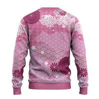 Pink Palaka Japanese Patterns Ugly Christmas Sweater Asanoha Seigaiha Sakura Motif - Polynesian Pride
