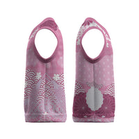 Pink Palaka Japanese Patterns Christmas Knitted V-Neck Vest Asanoha Seigaiha Sakura Motif - Polynesian Pride