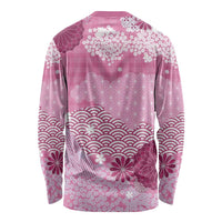 Pink Palaka Japanese Patterns Long Sleeve Shirt Asanoha Seigaiha Sakura Motif LT14 - Polynesian Pride