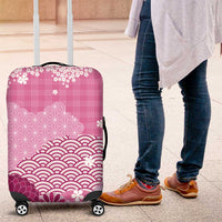 Pink Palaka Japanese Patterns Luggage Cover Asanoha Seigaiha Sakura Motif - Polynesian Pride