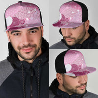 Pink Japanese Traditional Motifs Mesh Trucker Cap Palaka With Asanoha Seigaiha Sakura LT14 - Polynesian Pride