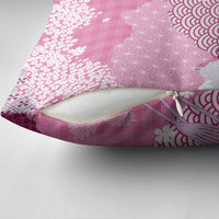 Pink Palaka Japanese Patterns Pillow Cover Asanoha Seigaiha Sakura Motif - Polynesian Pride