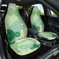 Green Palaka Japanese Patterns Car Seat Cover Asanoha Seigaiha Sakura Motif - Polynesian Pride