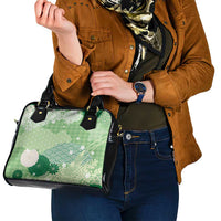 Green Palaka Japanese Patterns Shoulder Handbag Asanoha Seigaiha Sakura Motif - Polynesian Pride