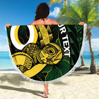 Personalised Solomon Islands Western Province Day Beach Blanket Sea Turtle Mix Polynesian Hibiscus Pattern LT14 - Polynesian Pride