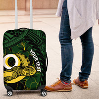 Personalised Solomon Islands Western Province Day Luggage Cover Sea Turtle Mix Polynesian Hibiscus Pattern LT14 Green - Polynesian Pride