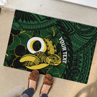 Personalised Solomon Islands Western Province Day Rubber Doormat Sea Turtle Mix Polynesian Hibiscus Pattern LT14 - Polynesian Pride