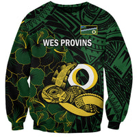 Personalised Solomon Islands Western Province Day Sweatshirt Sea Turtle Mix Polynesian Hibiscus Pattern LT14 Unisex Green - Polynesian Pride