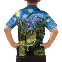 Personalised Jumping Kakapo Christmas Kid Hawaiian Shirt New Zealand Fern - Starry Night Style