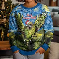 Personalised Jumping Kakapo Christmas Kid Ugly Christmas Sweater New Zealand Fern - Starry Night Style