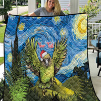 Personalised Jumping Kakapo Christmas Quilt New Zealand Fern - Starry Night Style