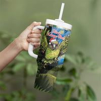 Personalised Jumping Kakapo Christmas Tumbler With Handle New Zealand Fern - Starry Night Style