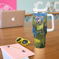 Personalised Jumping Kakapo Christmas Tumbler With Handle New Zealand Fern - Starry Night Style