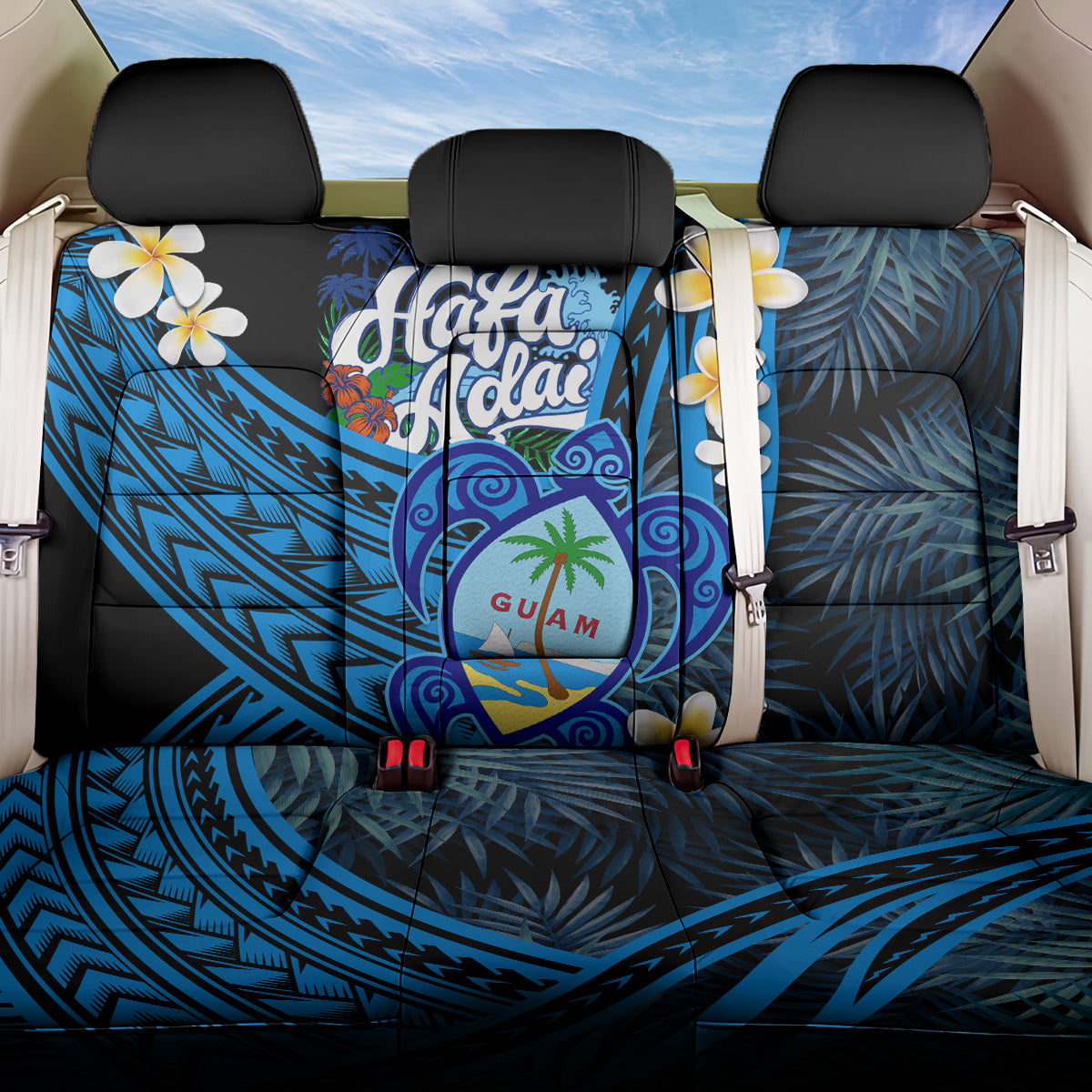 Hafa Adai Guam Back Car Seat Cover Guahan Sea Turtle Tropical Style LT14 One Size Blue - Polynesian Pride