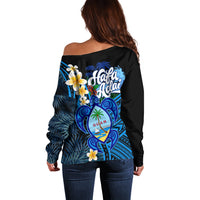 Hafa Adai Guam Off Shoulder Sweater Guahan Sea Turtle Tropical Style LT14 - Polynesian Pride