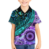 New Zealand Paua Shell With Australia Opal Unique Combine Kid Hawaiian Shirt LT14 Kid Green - Polynesian Pride