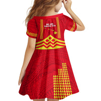 Hawaii Mauna Kea Kid Short Sleeve Dress Hawaiian Kakau Tribal Pattern LT14 - Polynesian Pride