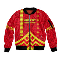Hawaii Mauna Kea Sleeve Zip Bomber Jacket Hawaiian Kakau Tribal Pattern LT14 Unisex Red - Polynesian Pride