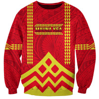 Hawaii Mauna Kea Sweatshirt Hawaiian Kakau Tribal Pattern LT14 Unisex Red - Polynesian Pride