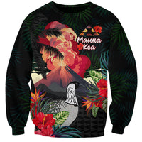 Hawaii Mauna Kea Sweatshirt White Mountain With Nene Tropical Vibes LT14 Unisex Black - Polynesian Pride