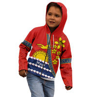 Personalised Mauri Kiribati Kid Hoodie Polynesian Ribaberiki Flag Style Mix Plumeria LT14 - Polynesian Pride