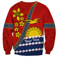 Personalised Mauri Kiribati Sweatshirt Polynesian Ribaberiki Flag Style Mix Plumeria LT14 - Polynesian Pride