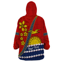 Personalised Mauri Kiribati Wearable Blanket Hoodie Polynesian Ribaberiki Flag Style Mix Plumeria LT14 - Polynesian Pride
