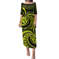 Lime Green New Zealand Mangopare Family Matching Puletasi and Hawaiian Shirt Aotearoa Maori Koru Style LT14 Mom's Dress Lime Green - Polynesian Pride