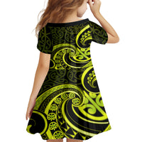 Lime Green New Zealand Mangopare Family Matching Summer Maxi Dress and Hawaiian Shirt Aotearoa Maori Koru Style LT14 - Polynesian Pride