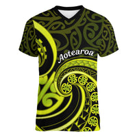 Lime Green New Zealand Mangopare Women V Neck T Shirt Aotearoa Maori Koru Style LT14 Female Lime Green - Polynesian Pride