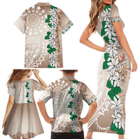 Cook Islands Tiare Maori With Conch Shell Family Matching Short Sleeve Bodycon Dress and Hawaiian Shirt 2025 Pasifika Polynesian Tattoo