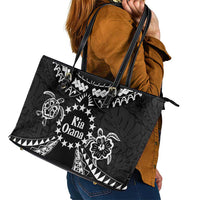 Kia Orana Cook Islands Leather Tote Bag 2025 Pasifika Polynesian Turtle Black Color