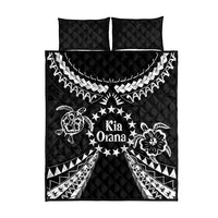 Kia Orana Cook Islands Quilt Bed Set 2025 Pasifika Polynesian Turtle Black Color