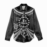 Kia Orana Cook Islands Women Casual Shirt 2025 Pasifika Polynesian Turtle Black Color