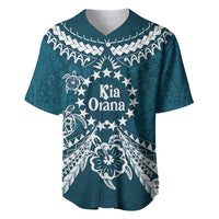 Kia Orana Cook Islands Baseball Jersey Polynesian Turtle Crowberry Blue Color