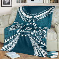 Kia Orana Cook Islands Blanket Polynesian Turtle Crowberry Blue Color
