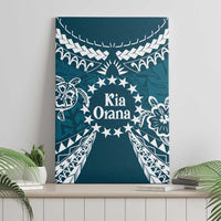 Kia Orana Cook Islands Canvas Wall Art Polynesian Turtle Crowberry Blue Color