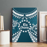 Kia Orana Cook Islands Canvas Wall Art Polynesian Turtle Crowberry Blue Color